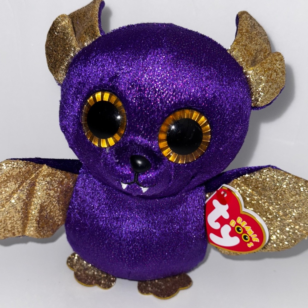 Ty Sparkly Purple and Gold Bat Plush “Count”